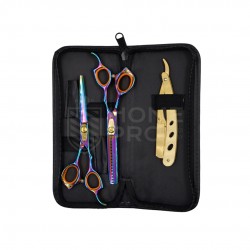 KIT TIJERAS Y NAVAJIN JAGUAR COLORIDO CON ESTUCHE 2050