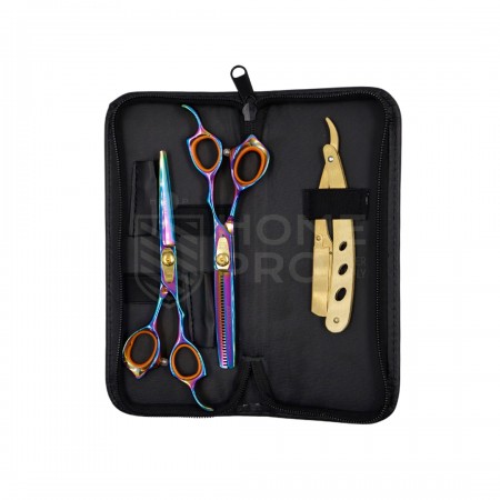 KIT TIJERAS Y NAVAJIN JAGUAR COLORIDO CON ESTUCHE 2050