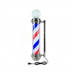 barber pole prateado com esfera giratória iluminado 110cm 220v