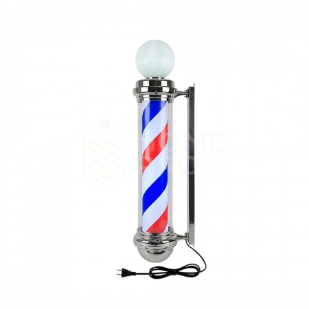 Barber pole plateado con esfera giratorio iluminado 110cm 220v