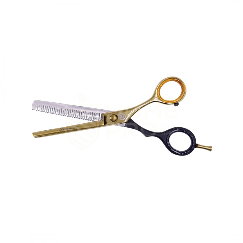 TIJERA DE ENTRESACAR / PULIR LMONYX 017 NEGRO / DORADO 6"
