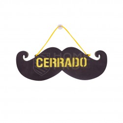 CARTEL CARTELERA BIGOTE ABIERTO NEGRO / AMARILLO