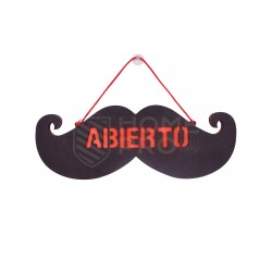 CARTEL BIGOTE *ABIERTO* NEGRO/ROJO