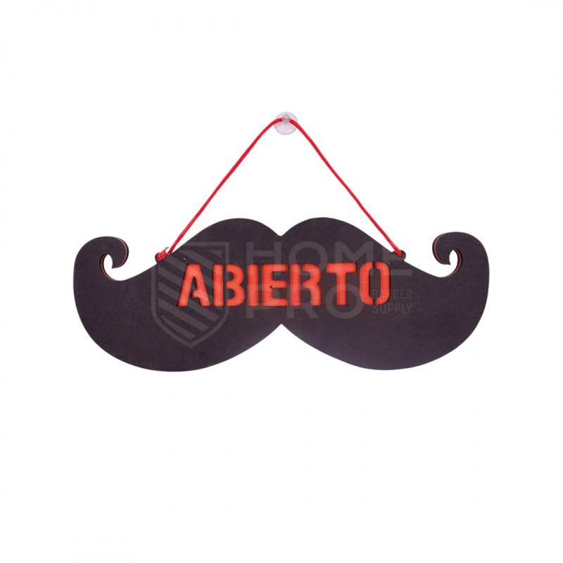 CARTEL BIGOTE *ABIERTO* NEGRO/ROJO
