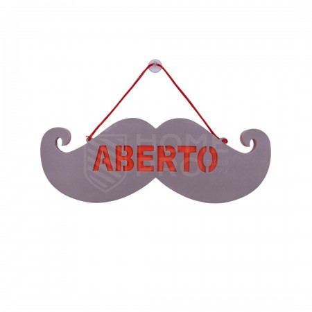 PLACA DE SINALIZAÇÃO BIGODE ABERTO CINZA / VERMELHO