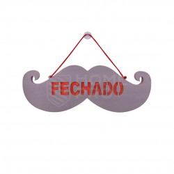 PLACA DE SINALIZAÇÃO BIGODE ABERTO CINZA / VERMELHO