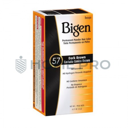 Cor de cabelo em pó permanente Bigen, marrom escuro 57, 0,21 oz