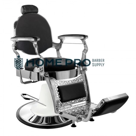 Cadeira de barbeiro de luxo de alta qualidade Vintage Concept - Prata/Preto