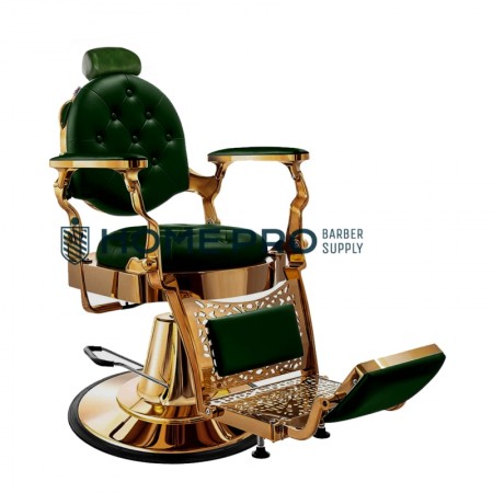 Cadeira de barbeiro de luxo de alta qualidade Vintage Concept - Dourado/Verde