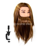 Cabeza de muñeco de peluquería con barba - Marrón