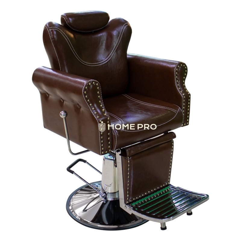 Cadeira Poltrona Barbeiro, Salão Reclinável - Marron/Prata - Home Pro  Barber Shop