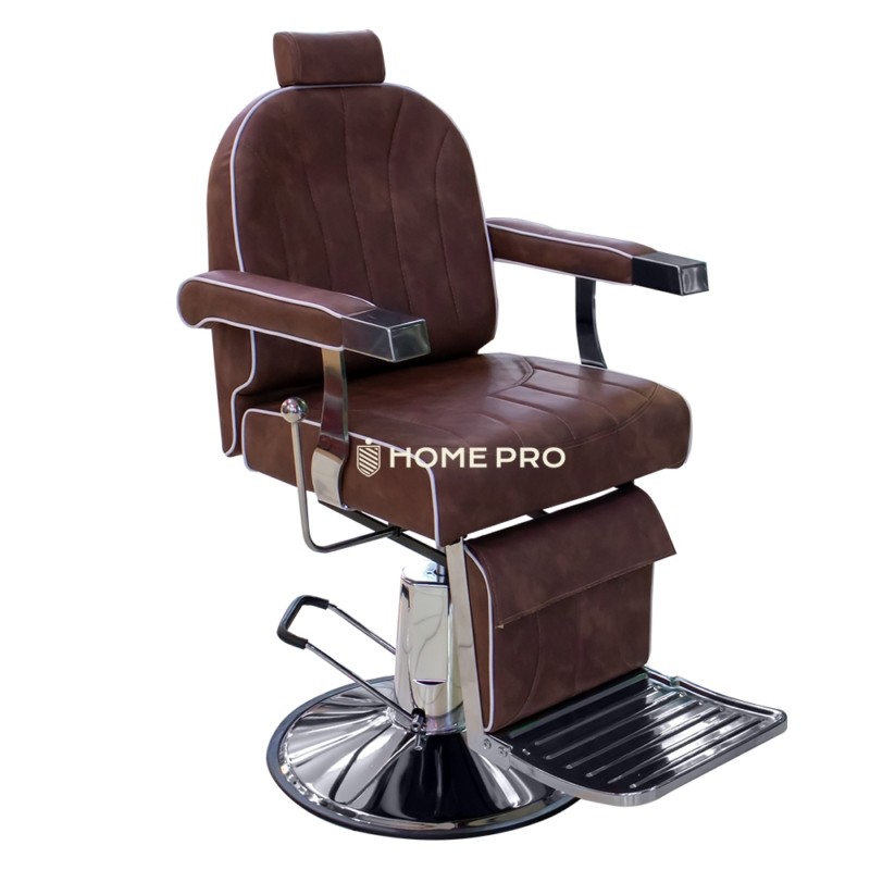 Cadeira Poltrona Barbeiro, Salão Reclinável - Marron/Prata - Home Pro  Barber Shop