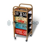 Carro de peluquería con ruedas porta secador -Oro