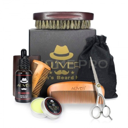Aliver 6 peças Kit de cuidados para aparar e aparar o crescimento da barba para homens