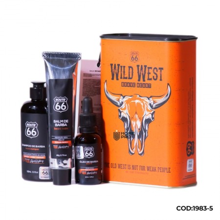 Kit de Barba na Lata - (5 productos) - Wild West - Route 66 | Viking Brand