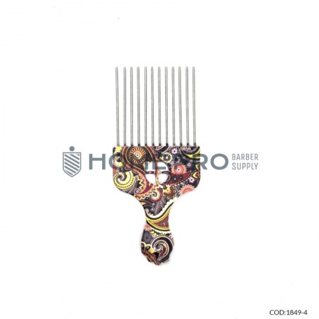 PENTE AFRO METAL COLORIDO 6333