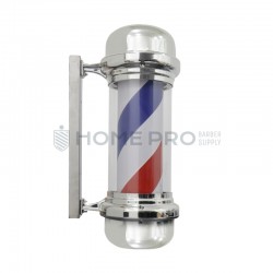 BARBER POLE ILUMINADO PRATEADO GIRATÓRIO SEM ESFERA DE 60CM 220V