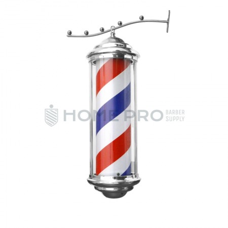  BARBER POLE PRATEADO ILUMINADO GIRATÓRIO PENDENTE 45 CM 220V