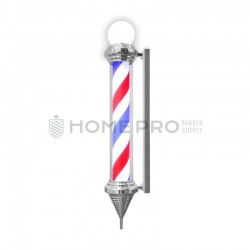 Barber pole prateado com esfera giratória iluminado 110cm 110v