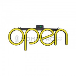 Cartel led estilo neón open Amarillo 40cm x 15cm