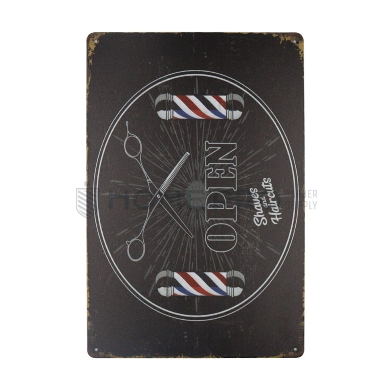 Placa decorativo vintage de barbearia, 20 cm x 30 cm