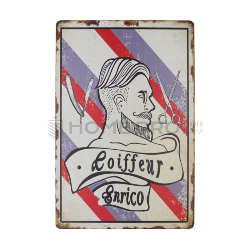 Placa decorativo vintage de barbearia, 20 cm x 30 cm