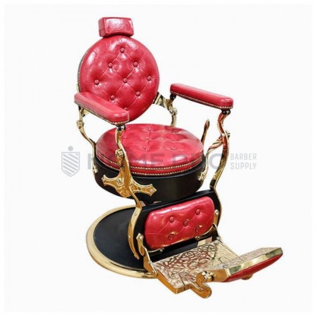 SILLÓN DE BARBERÍA LM PRO ROJO Y DORADO
