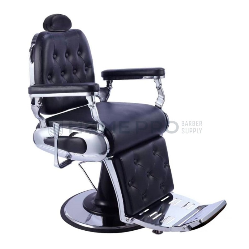 Sillón de peluquería, salón reclinable - negro/plata lm pro