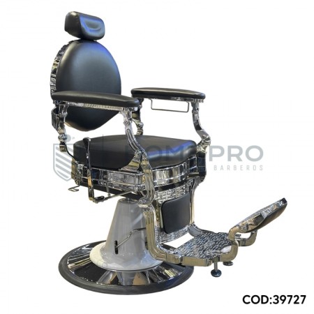 Cadeira de Barbeiro Profissional LM PRO Preta e Cromada