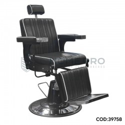 Silla de Barbero LM PRO: Elegancia Clásica en Negro y Cromo
